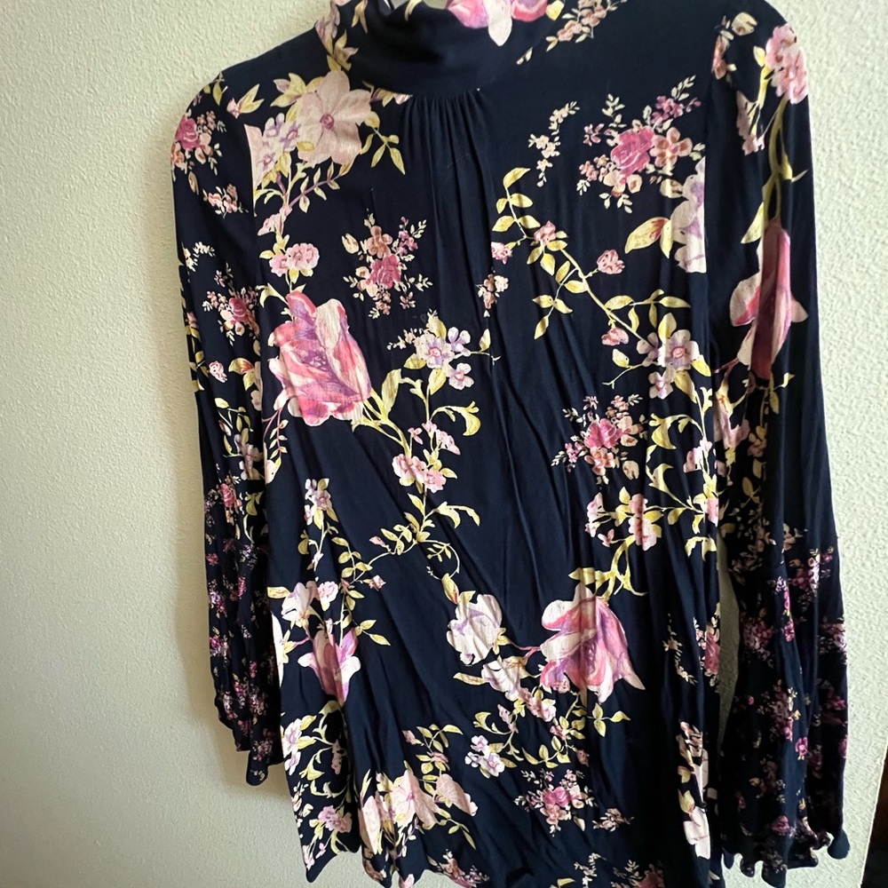 Free People Floral long sleeve mini dress